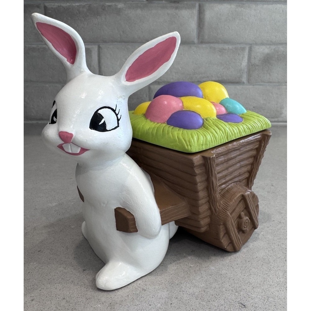 Easter Ceramic Bunny Rabbit/Basket Bowl Candy Dish.  Hand Painted. 6 x 6 x 5